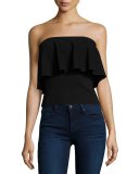 Strapless Flounce Top, Black