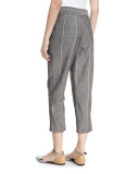 Striped Pleat-Front Pants, Gray