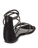 Chaindown Strappy Flat Sandal, Black