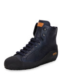 Ellon Shearling-Lined Leather Snow Boot, Blue