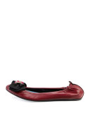 Bow Leather Ballerina Flat, Garnet