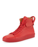 125mm Leather High-Top Sneaker, Red