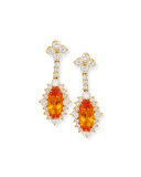 18K Yellow Gold Mandarin Garnet & Diamond Drop Earrings