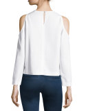 Knight Boxy Cold-Shoulder Blouse, Off White