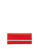 Tuxedo Crystal-Trim Satin Clutch Bag, Red/Silver