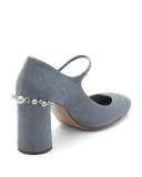 Pearly Suede Mary Jane Pump, Light Blue