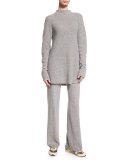 Cashmere Drawstring Pants, Gray Melange