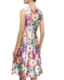 Sleeveless Floral-Print Day Dress, Azalea