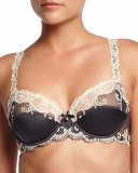 Glamour Soie Mesh-Lace Full Cup Bra, Dark Swan