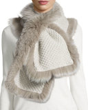 Fox-Fur Pull-Through Scarf, Light Gray