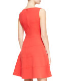 Boat-Neck Dress with Full Skirt, Persimmon