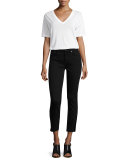 Riche Touch Skinny Tux Ankle Jeans, Black