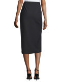 Theo Crepe Pencil Skirt, Black