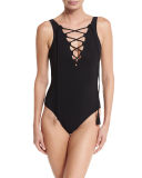 Entwined Lace-Up One-Piece Swimsuit