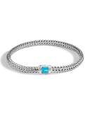 Classic Chain Extra Small Pusher Clasp Bracelet with Turquoise
