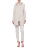 Quilted Cashmere Zip-Front Coat, Ranunculus