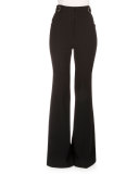 High-Waist Flare-Leg Suiting Pants, Black