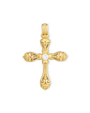 Flamenco 18K Scroll Cross Pendant with Diamond Center