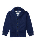 Fleece Shawl-Collar Cardigan, Blue, Sizes 2-4