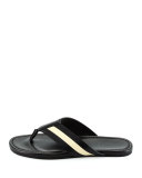 Venzio Calf Leather Thong Sandal, Black