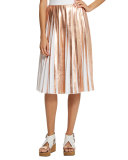 Foil Pleated Skirt, Gold/Eraser