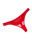 Craquante Dotted-Tulle Thong, Poppy Red