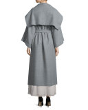 Lanja Shawl-Collar Belted Coat, Light Graphite
