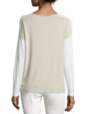 Long-Sleeve Colorblock Tee, Bisque/Cloud