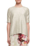 Shimmery Half-Sleeve Top, Water Green