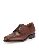 Nilsson Tramezza Calfskin Wing-Tip Brogued Oxford, Brown