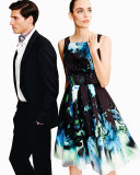 Sleeveless Floral-Print Pleated Dress