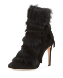 Moritz Shearling-Trim Suede 105mm Bootie, Black