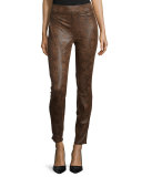 Snake-Print Ponte Skinny Pants 