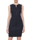 Reversible Zip-Front Sheath Dress, Starling