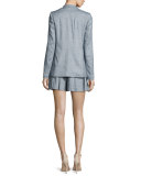 Jaclyn Cap-Sleeve Pintucked Blouse, White
