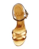Rastrickson Check Wedge Sandal, Gold