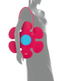 Flower Leather Shoulder Bag, Pink