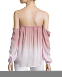 March Off-The-Shoulder Ombre Top, Mauve Ombre