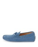 Gommini Suede Tie Driver, Light Blue