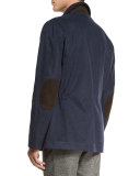 Cashmere-Blend Button-Down Jacket, Blue