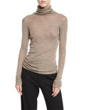 Cowl Turtleneck Knit Sweater, Coffee
