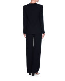 Cloqué Zip Elastic-Waist Pants, Navy