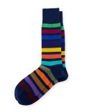 Bright Rainbow Stripe Colorblock Socks