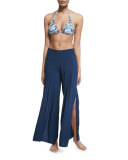 Meidy Pleated Wide-Leg Coverup Pants