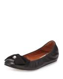 Pearly Bow Ballerina Flat, Black