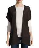 Short-Sleeve Open-Weave Cashmere Cardigan