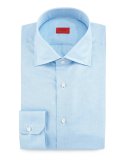 Textured Solid Woven Sport Shirt, Aqua