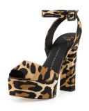 Lavinia Leopard-Print Platform Sandal, Brown/Multi