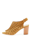 Alix Perforated Suede Sandal, Sienna