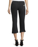 Mike Raw-Hem Kick-Flare Jeans, Blackstone